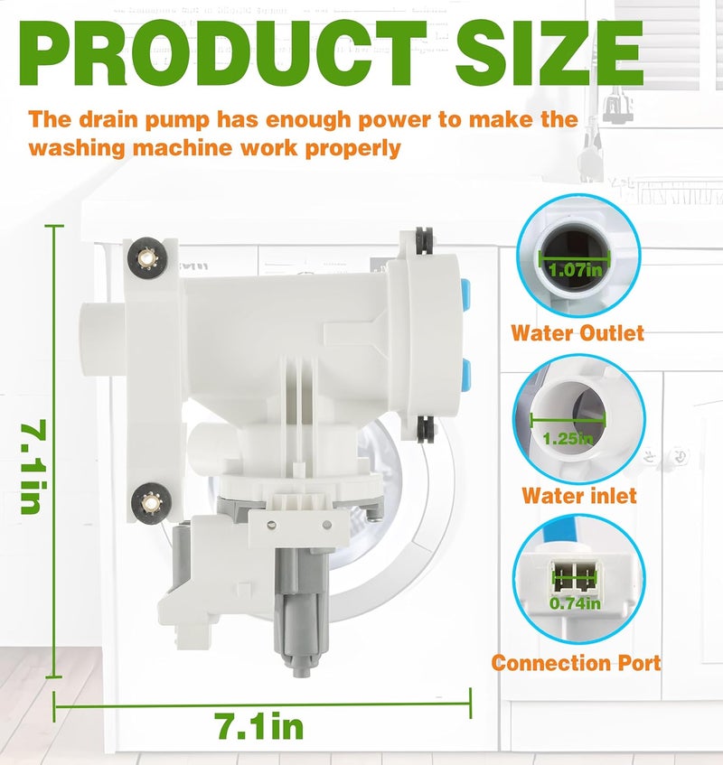 BOSHCHEN (Upgraded) WH11X29539 Washer Drain Pump and Filter Assembly Compatible with GE Front Load Washing Machines Clothes Washer Replacement Parts AP6986715 4962370 PS16217203 EAP16217203 B25-3A04 PD00065822 - Image 4